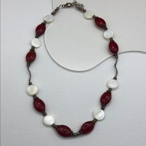 Vintage liquid sterling silver 925 mop art glass beaded collar necklace boho.